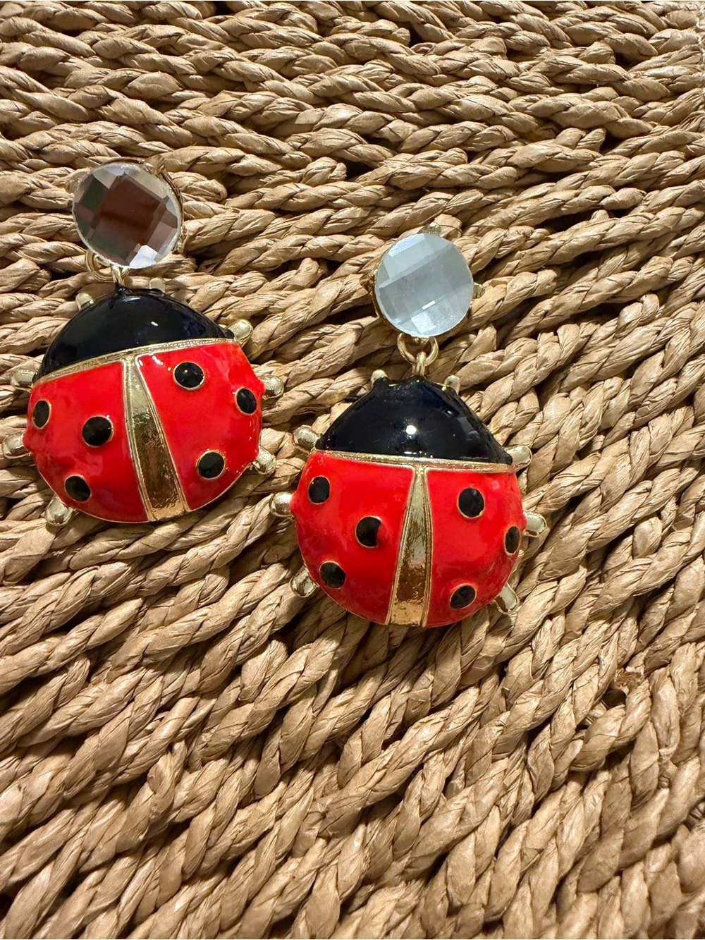 Red and Black Ladybug Kids Earrings - Cute Enamel Bug Studs
